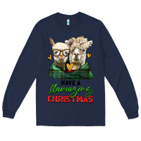 Navy have a llamazing christmas alpaca head Long Sleeve Tee - LillyAllenDesigns