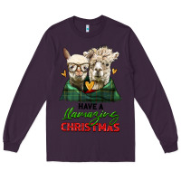 Plum have a llamazing christmas alpaca head Long Sleeve Tee - LillyAllenDesigns