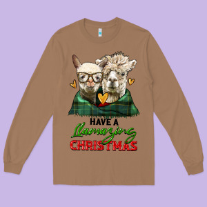 Have A Llamazing Christmas Alpaca Head Long Sleeve Tee Designed By Lillyallendesigns