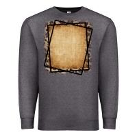 Charcoal Heather Burlap and Leopard  Black Frame Premium Sweatshirt - CowCowDesign