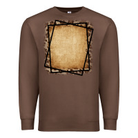 Chestnut Burlap and Leopard  Black Frame Premium Sweatshirt - CowCowDesign