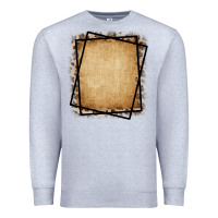 Heather Grey Burlap and Leopard  Black Frame Premium Sweatshirt - CowCowDesign