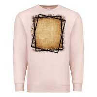 Pale Pink Burlap and Leopard  Black Frame Premium Sweatshirt - CowCowDesign