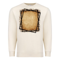Sandshell Burlap and Leopard  Black Frame Premium Sweatshirt - CowCowDesign