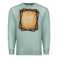 Seafoam Burlap and Leopard  Black Frame Premium Sweatshirt - CowCowDesign