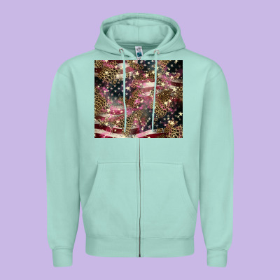 American Flag Leopard Pinktumbler Zipper Hoodie Designed By Howdyjamesfarm