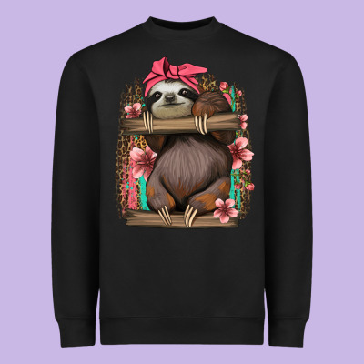 Cute Floral Baby Sloth Heavyweight Sweatshirt Designed By Jasminsmagicworld