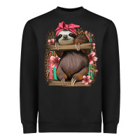 Black cute floral baby sloth Heavyweight Sweatshirt - Jasminsmagicworld