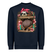 Navy cute floral baby sloth Heavyweight Sweatshirt - Jasminsmagicworld