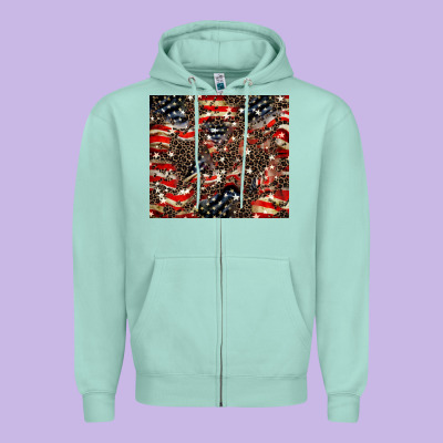 American Flag Leopard Tumbler Zipper Hoodie Designed By Howdyjamesfarm