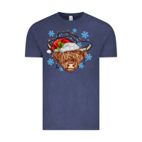 Vintage Denim christmas cow Vintage Tee - MaliasSmallBusiness