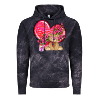 Cloud Black valentines heart with bear Vintage Hoodie - NancyCooperArtShop