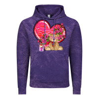 Cloud Purple valentines heart with bear Vintage Hoodie - NancyCooperArtShop