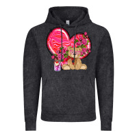 Vintage Black valentines heart with bear Vintage Hoodie - NancyCooperArtShop