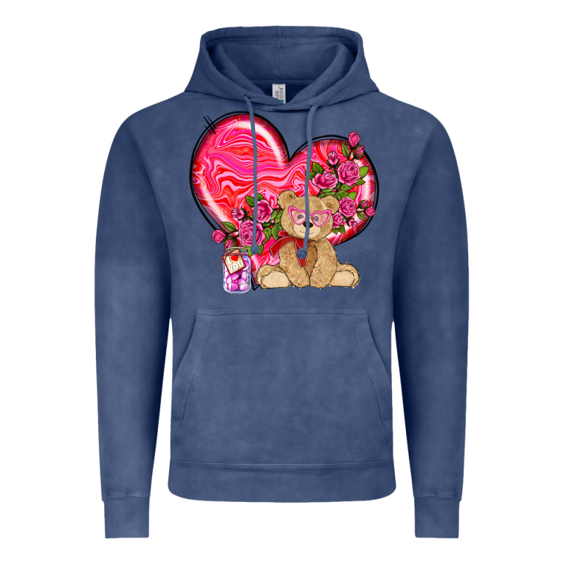 Valentines Heart With Bear Vintage Hoodie by NancyCooperArtShop | Teevron