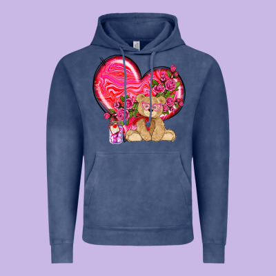 Valentines Heart With Bear Vintage Hoodie Designed By Nancycooperartshop