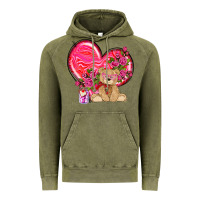 Vintage Olive valentines heart with bear Vintage Hoodie - NancyCooperArtShop