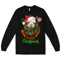 Black merry christmas alpaca face Long Sleeve Tee - LillyAllenDesigns