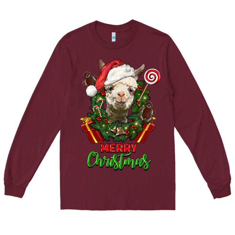 Merry Christmas Alpaca Face Long Sleeve Tee by LillyAllenDesigns | Teevron