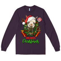 Plum merry christmas alpaca face Long Sleeve Tee - LillyAllenDesigns