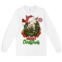 White merry christmas alpaca face Long Sleeve Tee - LillyAllenDesigns