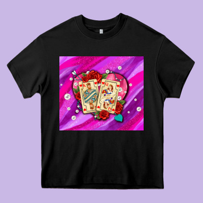 Valentines Day Playing Cards And Pearl Watercolor Heavy Core Tee Designed By Adodesignshop