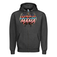 Charcoal Heather American mama 4th of july Zipper Hoodie - HowdyJamesFarm