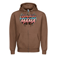 Chestnut American mama 4th of july Zipper Hoodie - HowdyJamesFarm