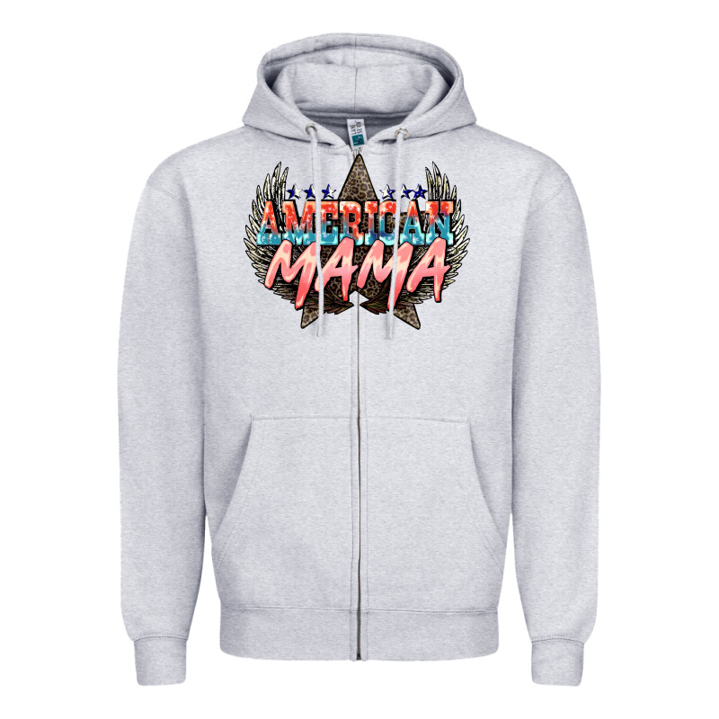 American Mama 4th Of July Zipper Hoodie by HowdyJamesFarm | Teevron