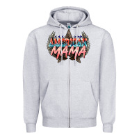 Heather Grey American mama 4th of july Zipper Hoodie - HowdyJamesFarm