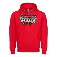 Red American mama 4th of july Zipper Hoodie - HowdyJamesFarm