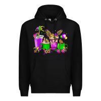 Black Mardi Gras coffee cups Premium Hoodie - HowdyJamesFarm