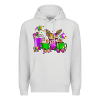 Dove Grey Mardi Gras coffee cups Premium Hoodie - HowdyJamesFarm