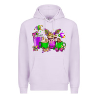 Lilac Mardi Gras coffee cups Premium Hoodie - HowdyJamesFarm