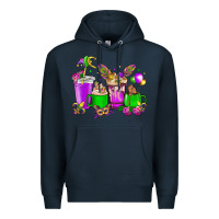 Navy Mardi Gras coffee cups Premium Hoodie - HowdyJamesFarm