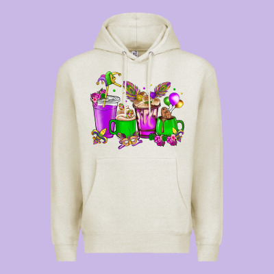 Mardi Gras Coffee Cups Premium Hoodie Designed By Howdyjamesfarm