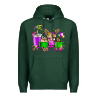 Sports Green Mardi Gras coffee cups Premium Hoodie - HowdyJamesFarm