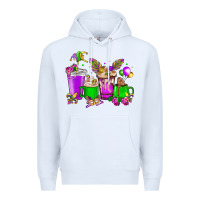 White Mardi Gras coffee cups Premium Hoodie - HowdyJamesFarm