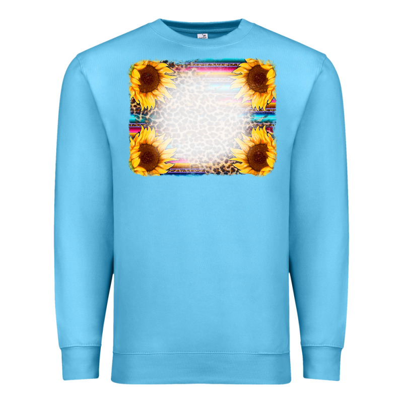 Serape Bleached Sunflowers Leopard Background Premium Sweatshirt by CowCowDesign | Teevron