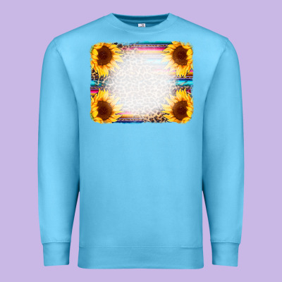 Serape Bleached Sunflowers Leopard Background Premium Sweatshirt Designed By Cowcowdesign