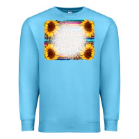 Ocean Blue Serape Bleached Sunflowers Leopard Background Premium Sweatshirt - CowCowDesign