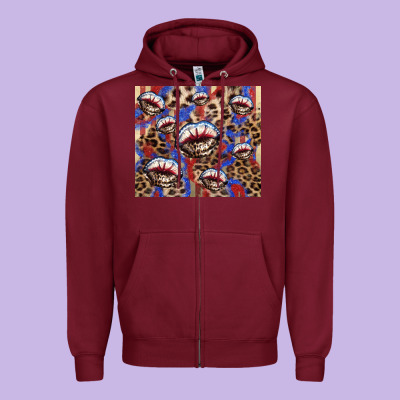 American Flag Lips Leopard  Tumbler Zipper Hoodie Designed By Howdyjamesfarm