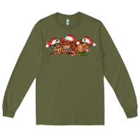 Army Green christmas red angus cows Long Sleeve Tee - LillyAllenDesigns