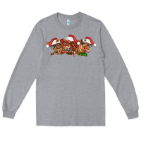 Heather Grey christmas red angus cows Long Sleeve Tee - LillyAllenDesigns