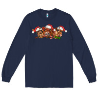 Navy christmas red angus cows Long Sleeve Tee - LillyAllenDesigns