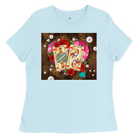 Baby Blue playing cards and pearls Ladies Tee - AdoDesignShop