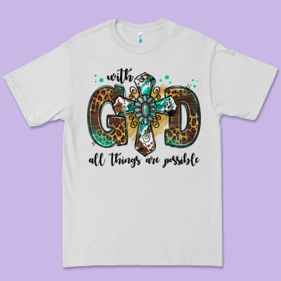 With God All Things Are Possible Gemstone Cross Premium Tee Designed By Jasminsmagicworld