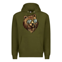 Army Green Papa Bear Premium Hoodie - HowdyJamesFarm