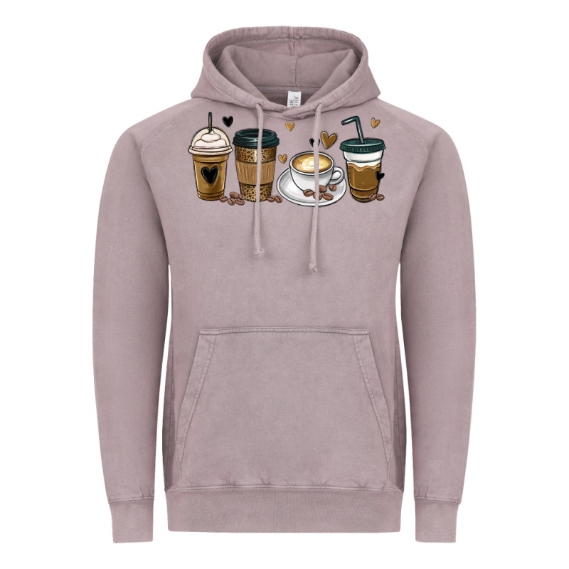 Coffee Latte Coffee Cups Vintage Hoodie by MaliasSmallBusiness | Teevron