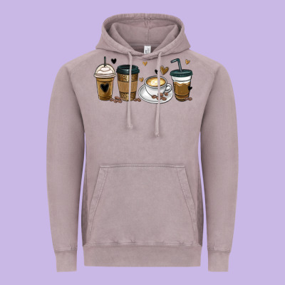 Coffee Latte Coffee Cups Vintage Hoodie Designed By Maliassmallbusiness
